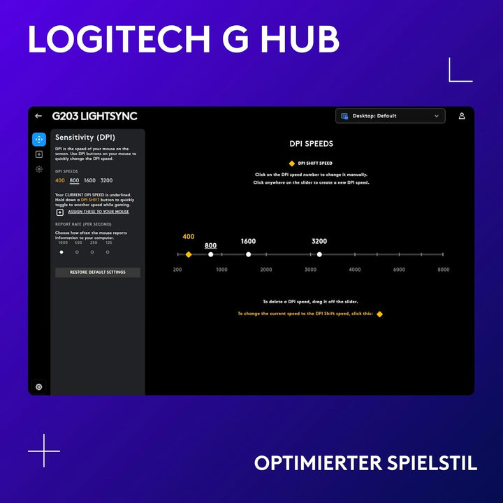 Logitech G203 Gaming-Maus mit anpassbarer LIGHTSYNC RGB-Beleuchtung, 6 programmierbare Tasten, spiel