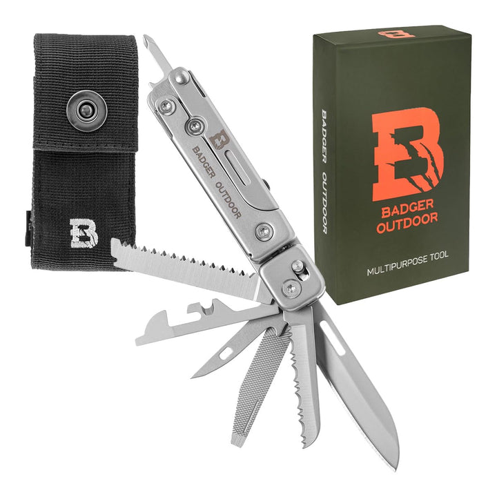 Badger Outdoor Robust 13in1 Multitool Edelstahl - Camping Zubehör