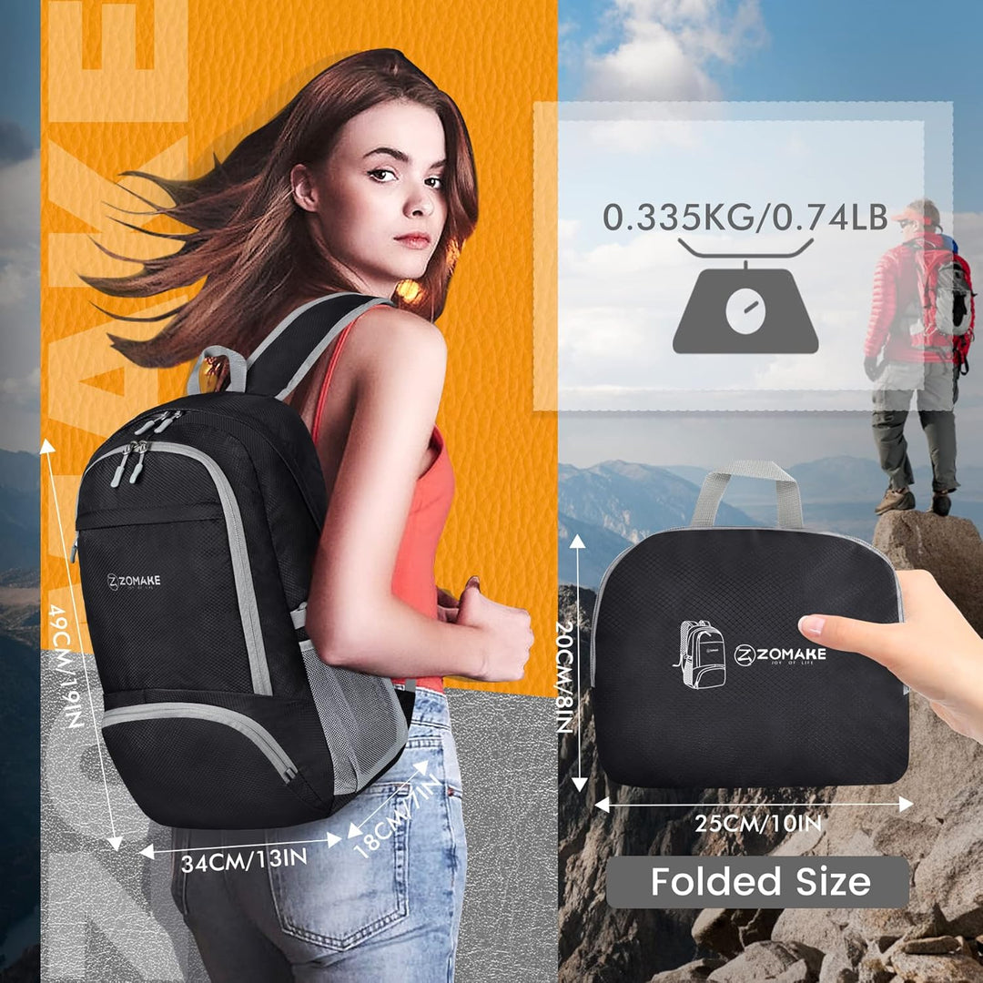 ZOMAKE Leicht Faltbarer Rucksack Packbare Backpacks 30 L,Kleiner Faltbar Wanderrucksack Wasserdicht