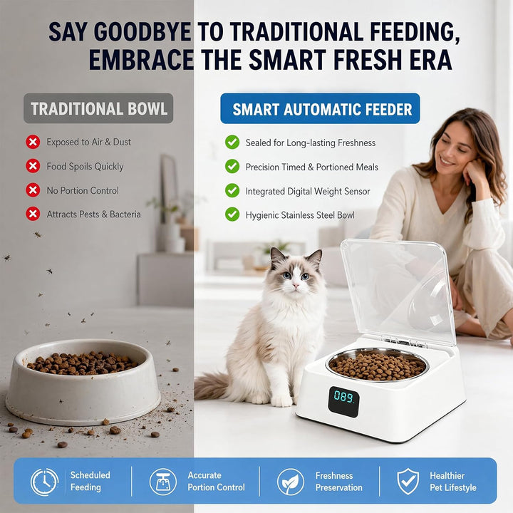 Nassfutterautomat für Katzen - Induktiv Aufklappbarem Deckel Futterautomat Katze Nassfutter,Automati