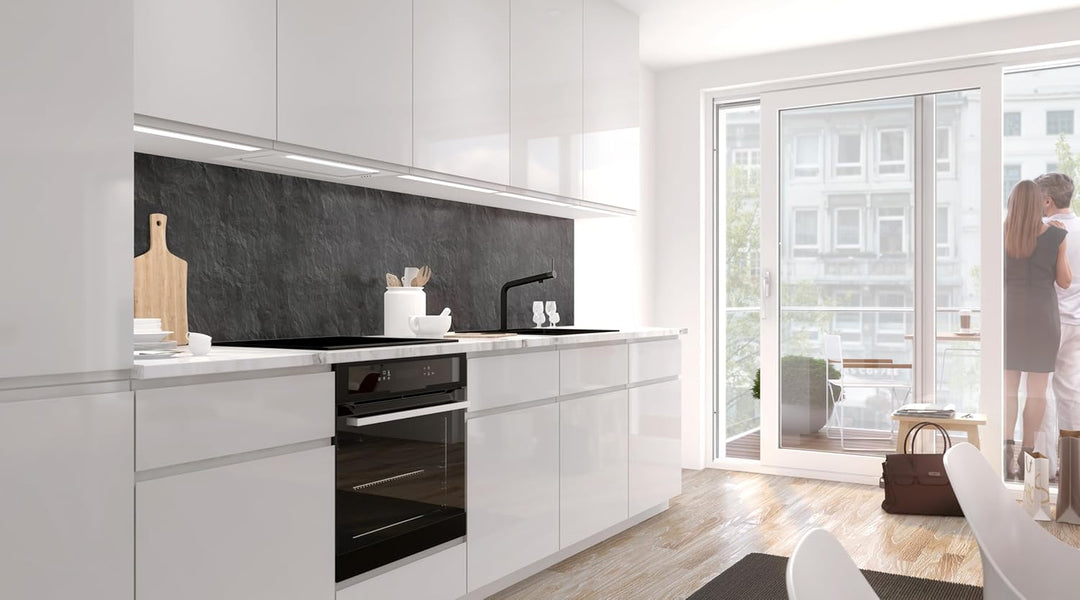 Küchenrückwand selbstklebend Glasoptik - SCHIEFER - 1.8mm, versteift, alle Untergründe, Hart PET Mat