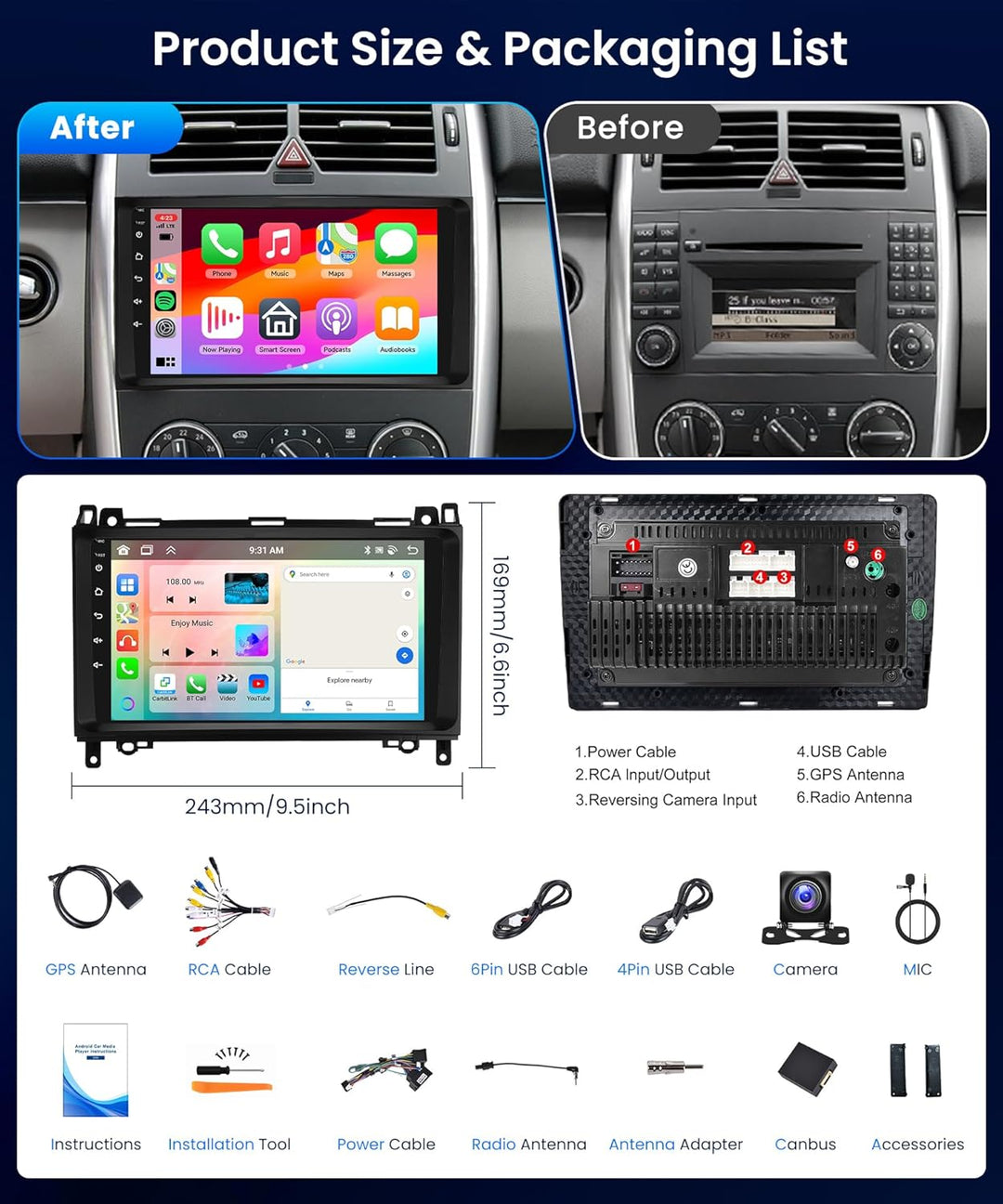8 Core 4G+64G DAB+ Android Autoradio für Mercedes Benz A/B Class W169 W245 B200 W639 Vito Viano W906