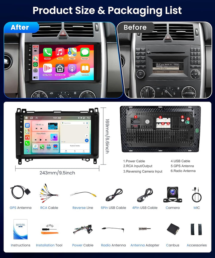 8 Core 4G+64G DAB+ Android Autoradio für Mercedes Benz A/B Class W169 W245 B200 W639 Vito Viano W906