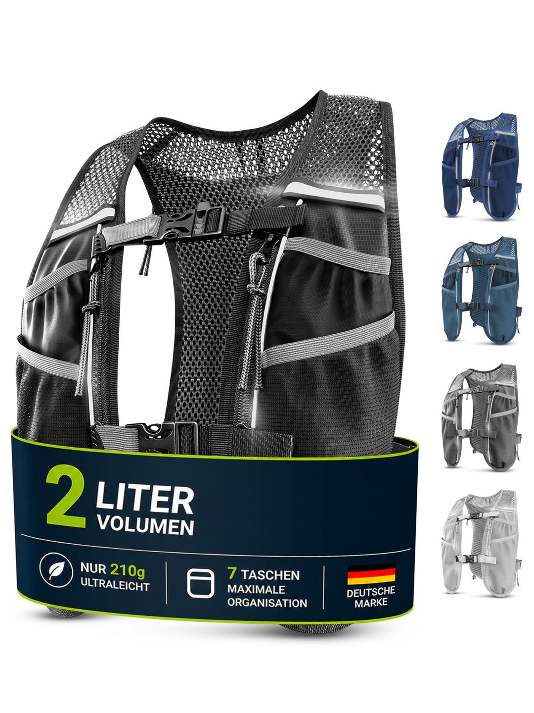 SASMO® Laufweste Damen & Herren 5L / 2L | Running Vest - Ultraleicht & atmungsaktiv| Laufrucksack Da