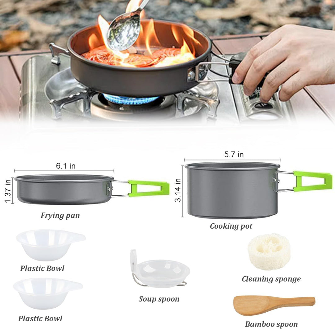 aiGear Camping Kochgeschirr Set/Outdoor Geschirr Set | Camping Topf Kochtopf Tragbar Aluminium | mit