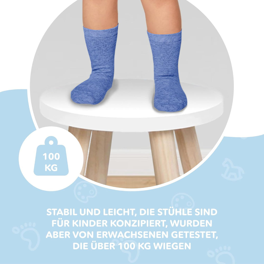 Cateam Tritthocker aus Holz für Kinder und Kleinkinder – 2er-Set – Weiss – Kinderhocker mit ausziehb