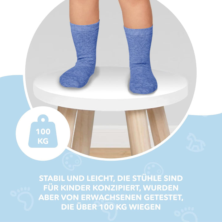 Cateam Tritthocker aus Holz für Kinder und Kleinkinder – 2er-Set – Weiss – Kinderhocker mit ausziehb