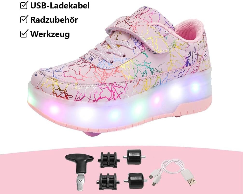 HUSKSWARE Rollschuhe Schuhe Jungen Mädchen Mit 4 Rollen Skateboardschuhe, verstellbar Jugend Schuhe