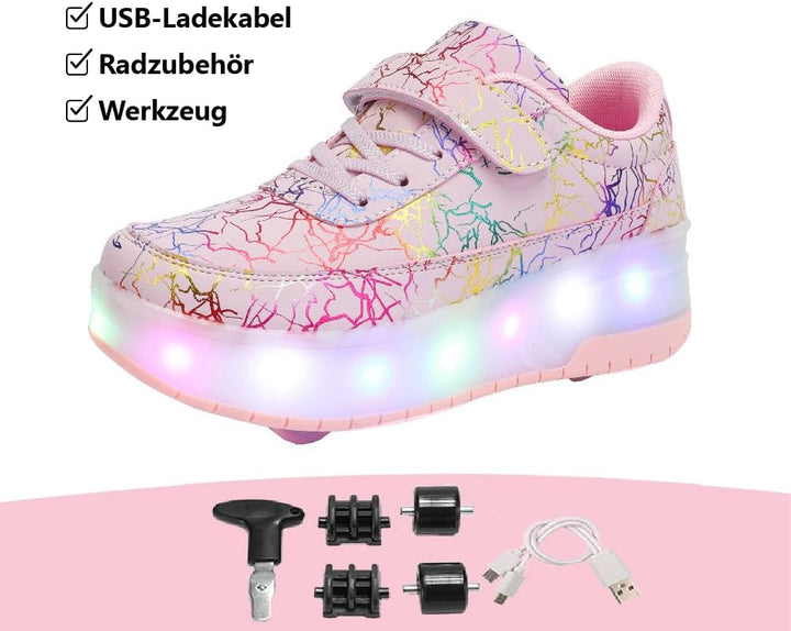 HUSKSWARE Rollschuhe Schuhe Jungen Mädchen Mit 4 Rollen Skateboardschuhe, verstellbar Jugend Schuhe