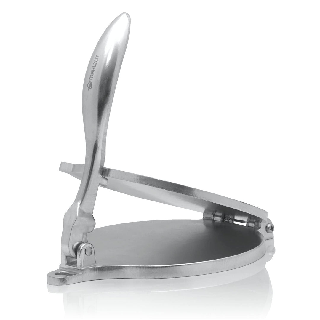 Mahlzeit Tortilla Presse Ø 20 cm aus Aluminium | inkl. Backpapier | leichte Taco Presse | für hausge