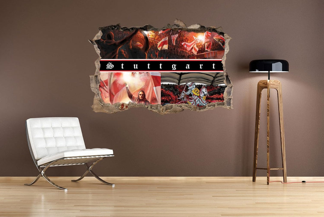 Ultras Stuttgart Collage, 3D Wandsticker Format: 92x62cm, Wanddekoration, 92x62