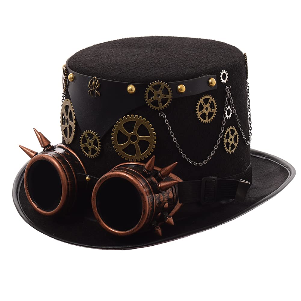 GRACEART Zauberkasten Steampunk Zylinder Hut Steampunk Herren and Steampunk Damen with Goggles, Gear