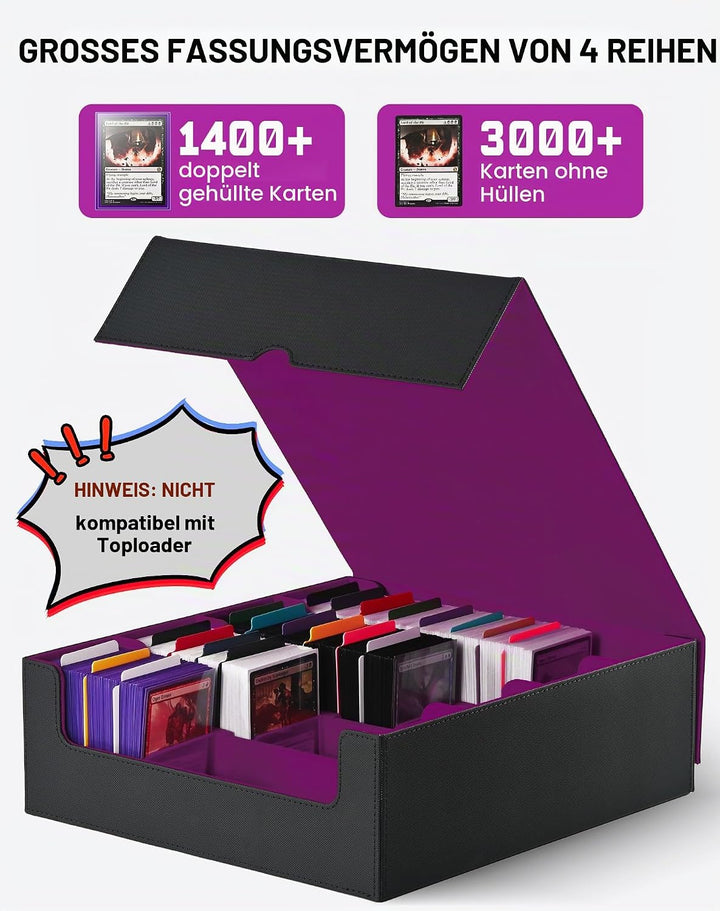 ZLCA Trading Card Storage Box, Commander Card Deck Case Holds 2400+ Cards, MTG Deck Box mit 4 Stopfe