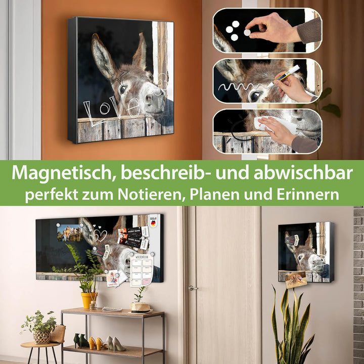 banjado® Grosser Schlüsselkasten Glas/Schlüsselbox 30cm x 30cm mit 50 Haken - Motiv Nicki/Schlüsselk
