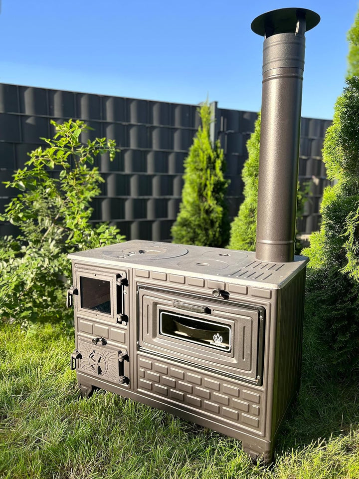 Outdoor-Küchenofen Terrassenofen Kuzine Soba/Gartenküche Holzofen Ofen mit Holzkohle (Glas+140cm Roh