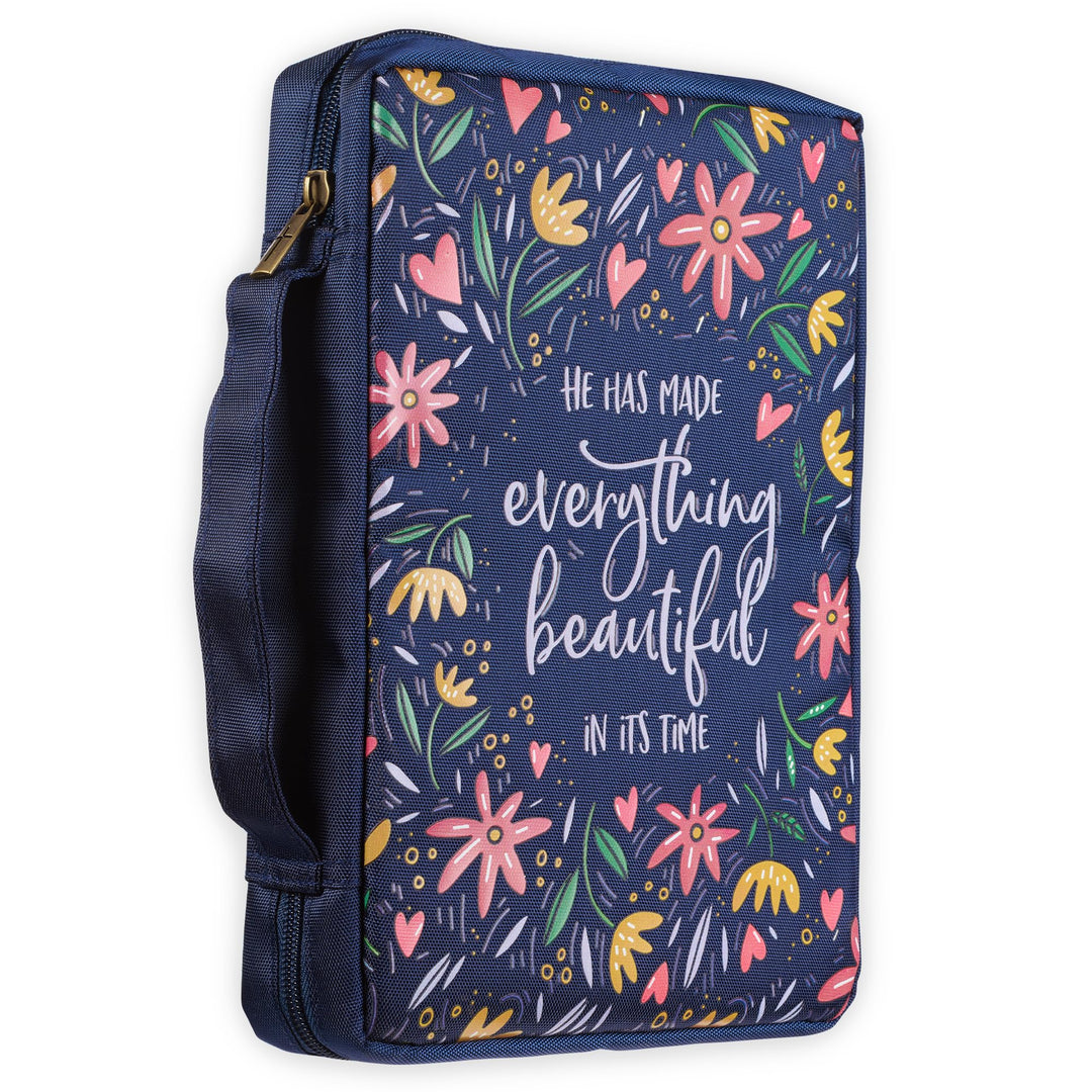 Christian Art Gifts Herren/Damen Bibelhülle Everything Beautiful Ecclesiastes 3:11, Blaue Blumen Lei
