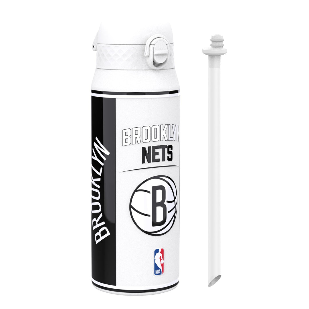 ion8 NBA Brooklyn Nets Trinkflasche Mit Herausnehmbarem Strohhalm, 750ml/24oz, Auslaufsichere Isolie