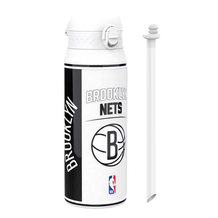 ion8 NBA Brooklyn Nets Trinkflasche Mit Herausnehmbarem Strohhalm, 750ml/24oz, Auslaufsichere Isolie