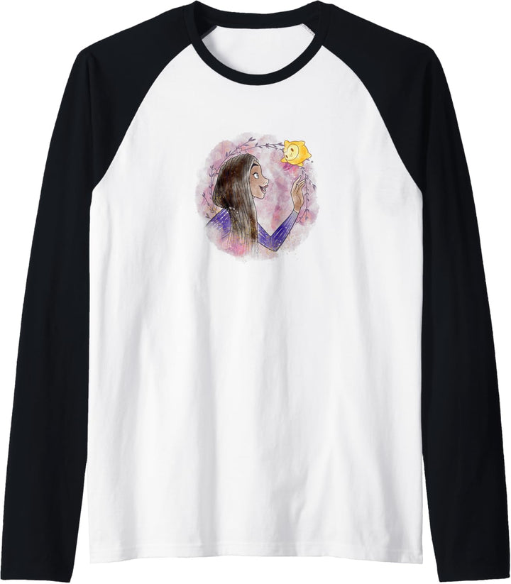 Disney Wish Asha & Star Watercolor Vignette Portrait Raglan