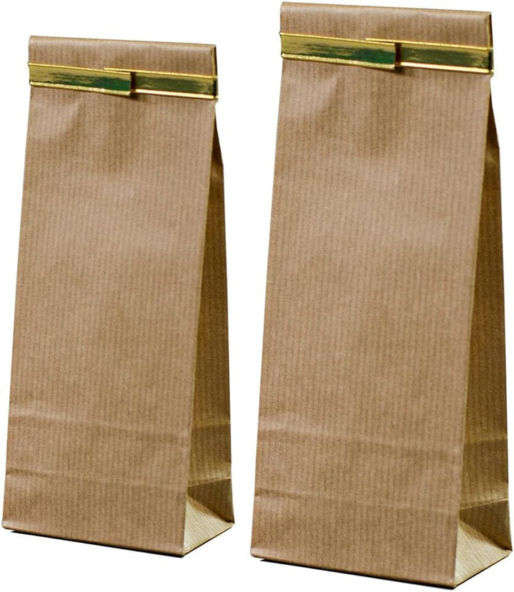1.000 Stück Boxpouch braun aus Kraftpapier | 70 x 40 x 205 mm Inhalt: 100 g | lebensmittelecht und a