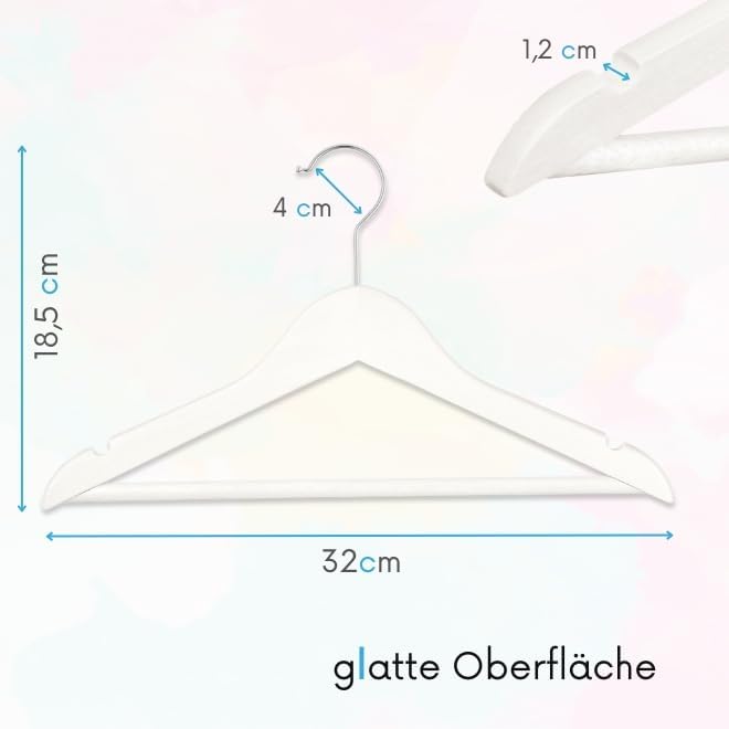 OGIVO Kleiderbügel Kinder Holz– 20er Set – Kinder Bügel aus Holz 32 cm – Holzkleiderbügel 360° drehb