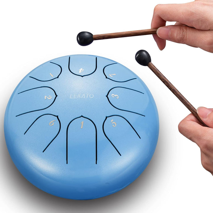 LEKATO Steel Tongue Drum, 6 Zoll 8 Tone Zungentrommel Schlagzeug, Steel Pan Töne Schlaginstrument Ha