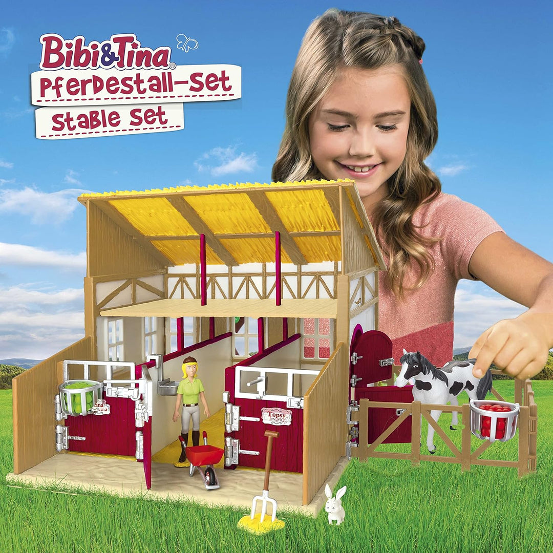 CRAZE Bibi und Tina Spielzeug Pferdestall Set Martinshof Spielset mit Pferden Spielfiguren und Pferd