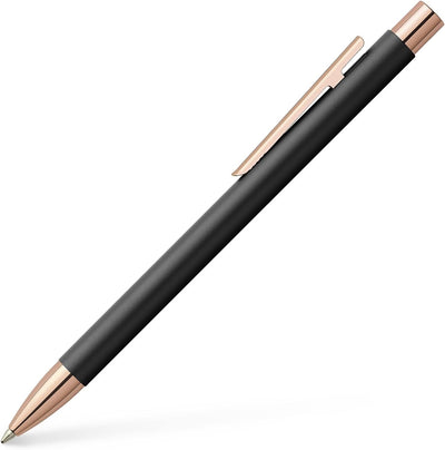 Faber-Castell 343120 - Kugelschreiber Neo Slim Metall, Minenstärke M, schwarz mit rosegold Kugelschr