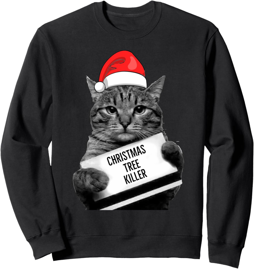 Weihnachtsbaum-Mörder-lustiger Kitty Cat Holiday Sweatshirt