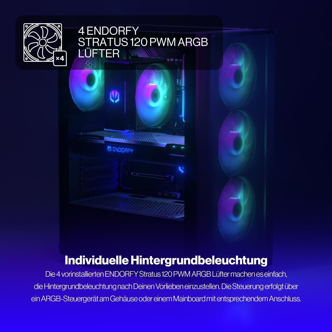 ENDORFY Ventum 200 ARGB, ATX Case, 4x120mm ARGB Fans Included, mesh Design | EY2A014