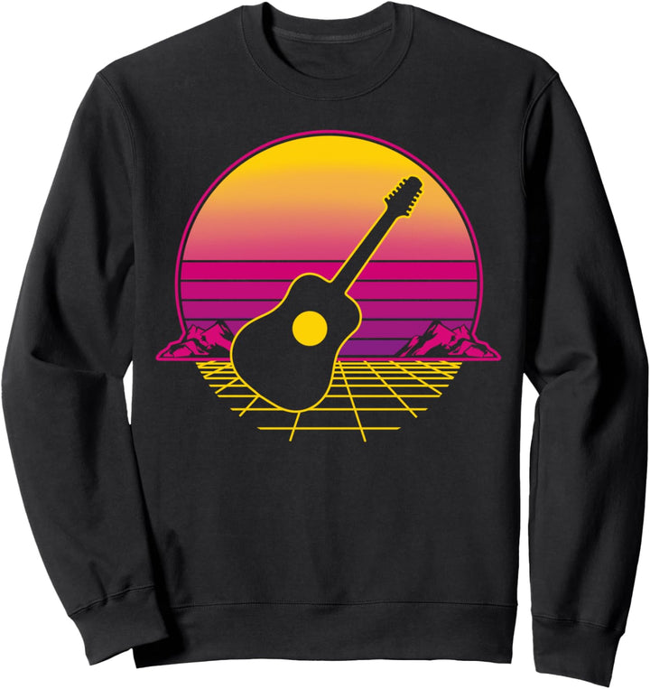 Gitarre Gitarrist Musiker Retro Vintage Sunset Geschenk Sweatshirt