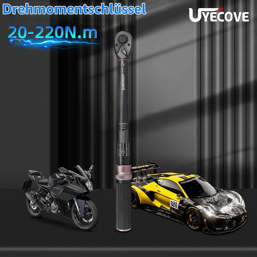 UYECOVE Drehmomentschlüssel 14Tlg 1/2 Zoll 20-220Nm (Brown) 1/2-Zoll 14 Stk. Set, 1/2-Zoll 14 Stk. S