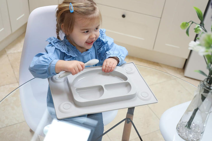 Tisch-Sets und Teller mit Saugnapf, mit Löffel für Kinder von RayMoonFütterset für Kleinkind und Bab