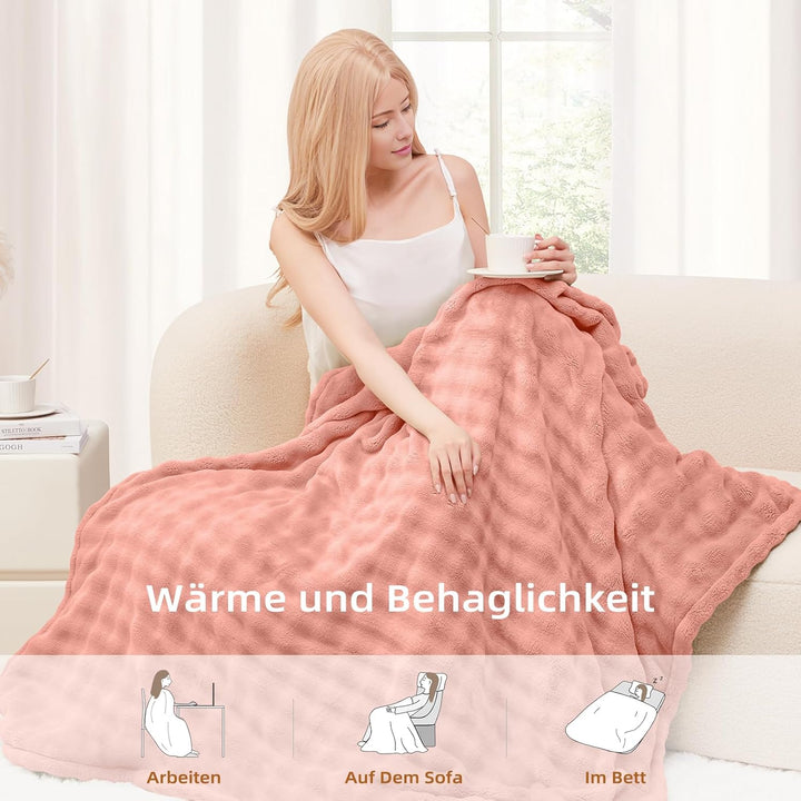 Heizdecke 130x180 cm, Heizdecke mit Abschaltautomatik, Wärmedecke mit 9 Heizstufen und 10 Stunden Ti