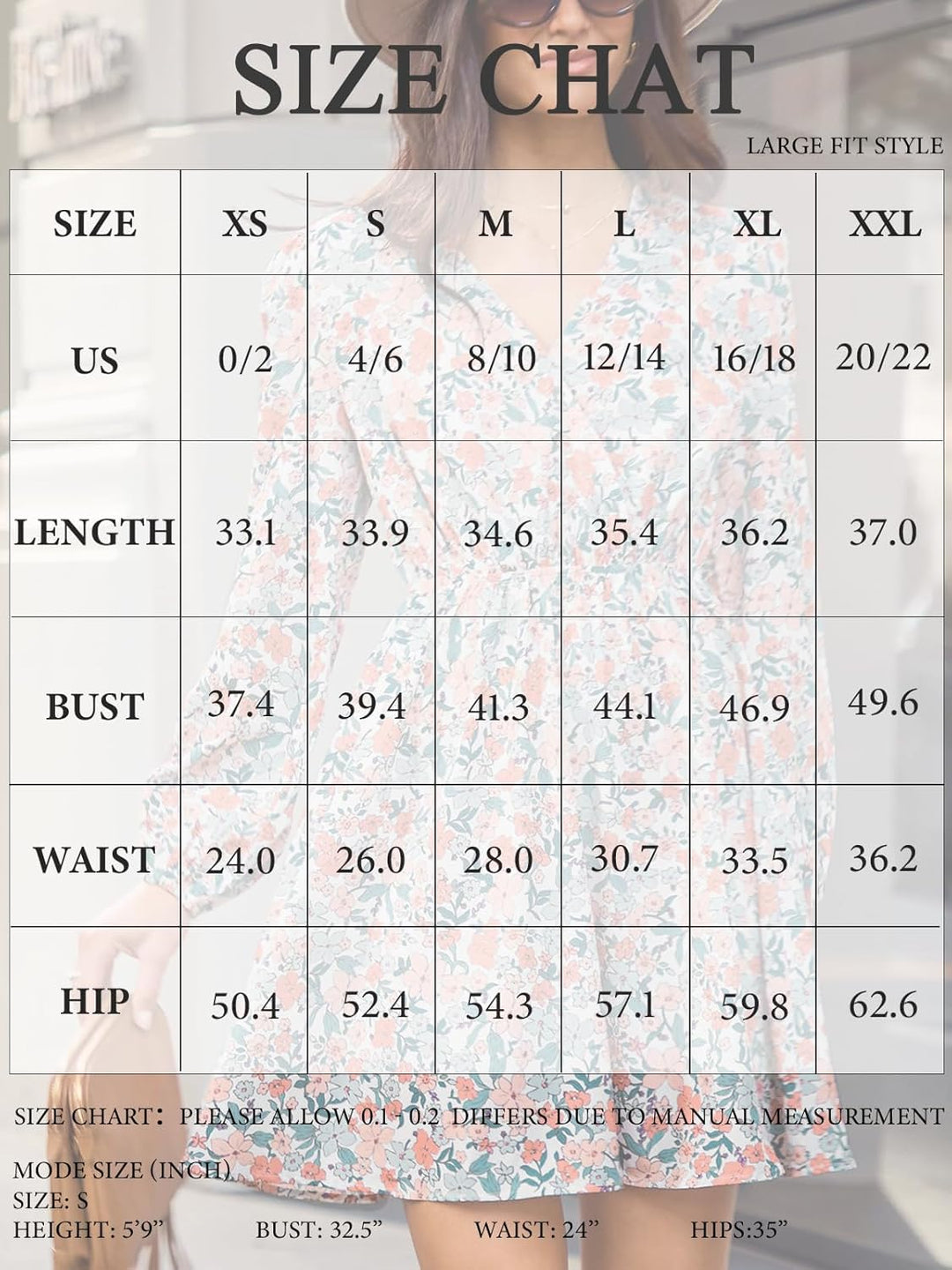 CUPSHE Damen Kleid V Ausschnitt Langarm Wickeloptik Blümchenkleid Freizeitkleider Wrap Mini Dress XL