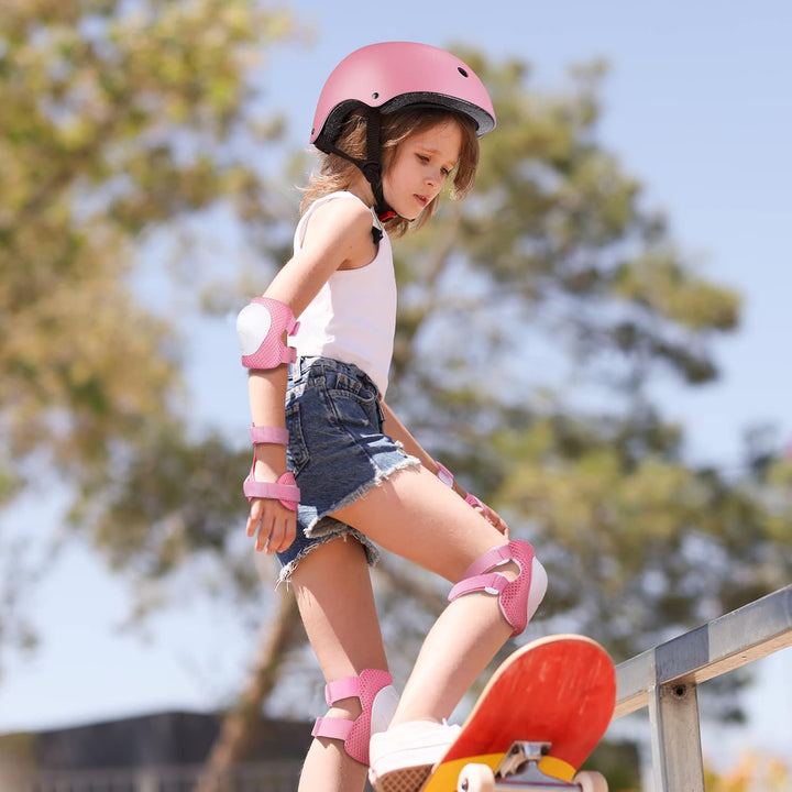 WayEee Knieschoner Kinder mit Helm, Schonerset Kinder 3-10 Jahre, Knieschützer Inliner Kinder Schutz