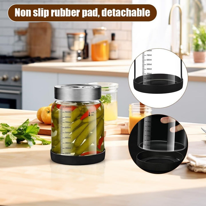 Fermentierglas mit Deckel, Gärglas mit Entlüftungsventil 1L, Fermentiergläser mit Gärventil, Gärglas