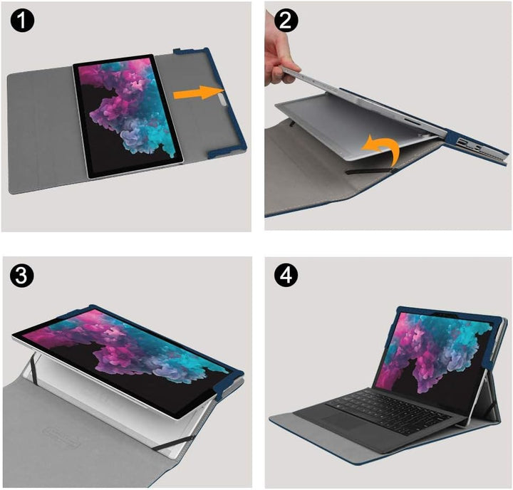 FINTIE Hülle für Microsoft Surface Pro 7+/ 7/6/ 5/4/ 3 Tablet 12.3 Zoll - Multi-Sichtwinkel Hochwert