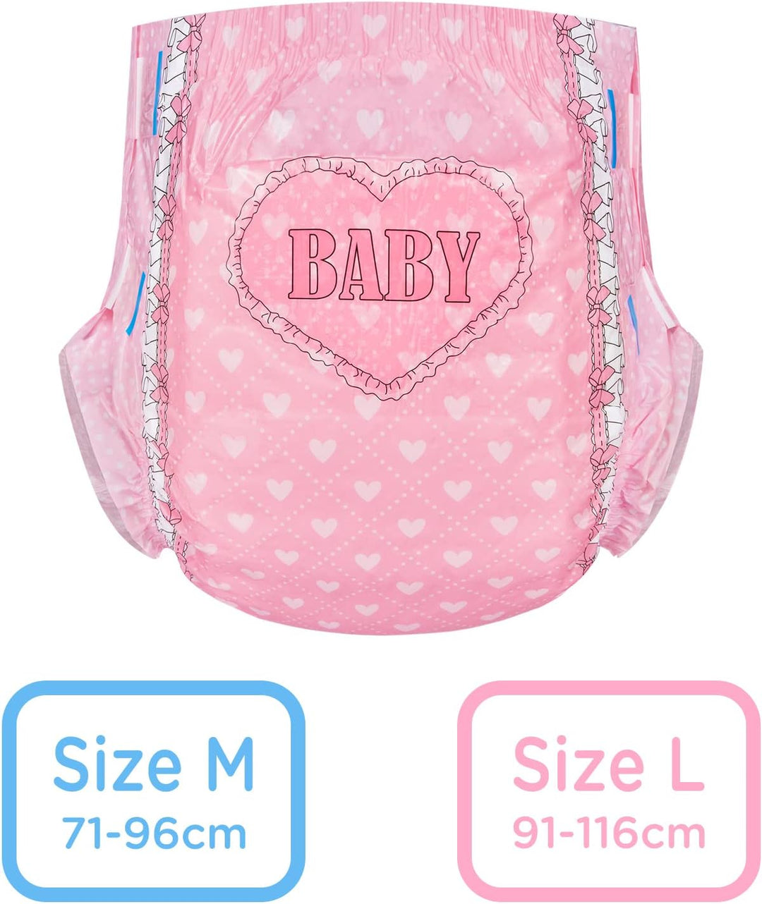 LittleForBig Erwachsenen Gedruckten Windeln 10 Stück - Blushing Baby (Large 36"-46") Rosa L, Rosa L