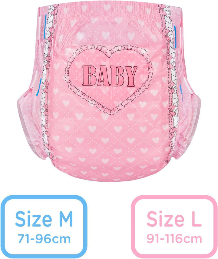LittleForBig Erwachsenen Gedruckten Windeln 10 Stück - Blushing Baby (Large 36"-46") Rosa L, Rosa L