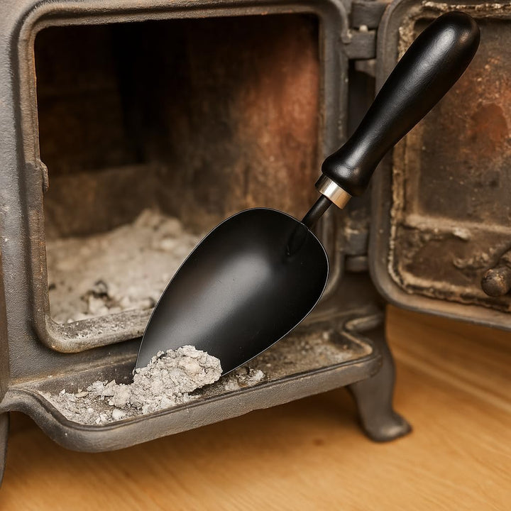 STUBAI Kohlenlöffel 4608 | ovale Schaufel aus Stahl | Heft schwarz lackiert | zum Aufnehmen von Kohl