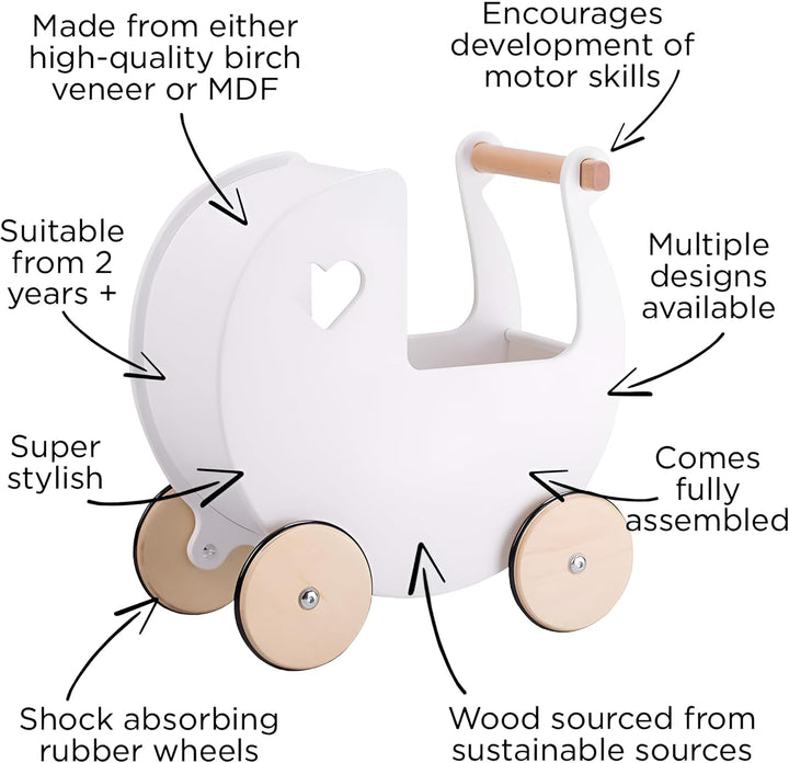Moover MOOV-n-002 Holz-Puppenwagen, Natur, 46 x 24 x 45 Centimeters