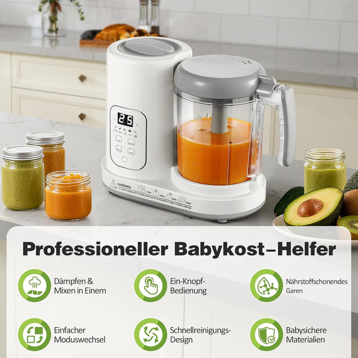 TopStrong Babynahrungszubereiter, Baby Food Maker Dampfgarer mit Dämpfen, Mixen, Auftauen & Erwärmen