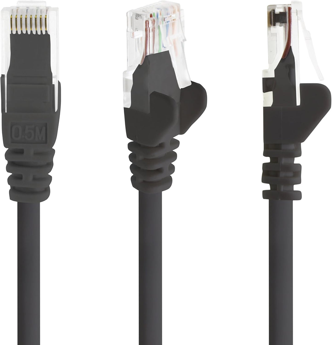 Netzwerkkabel CAT5e 2x RJ45 Stecker UTP Netzwerk Patch-Kabel 50m schwarz, 50m schwarz