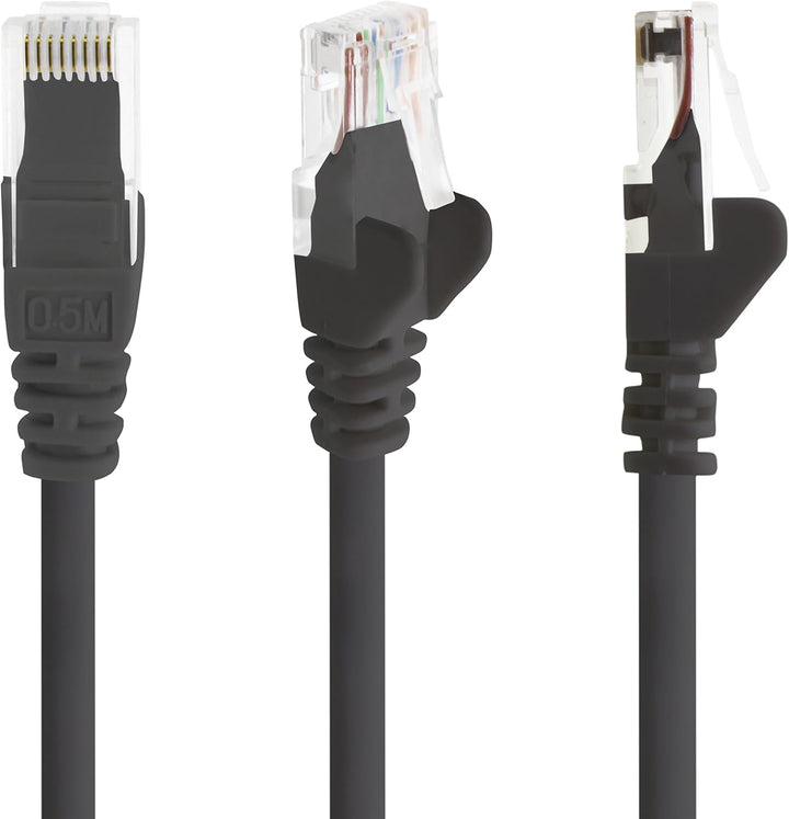 Netzwerkkabel CAT5e 2x RJ45 Stecker UTP Netzwerk Patch-Kabel 50m schwarz, 50m schwarz