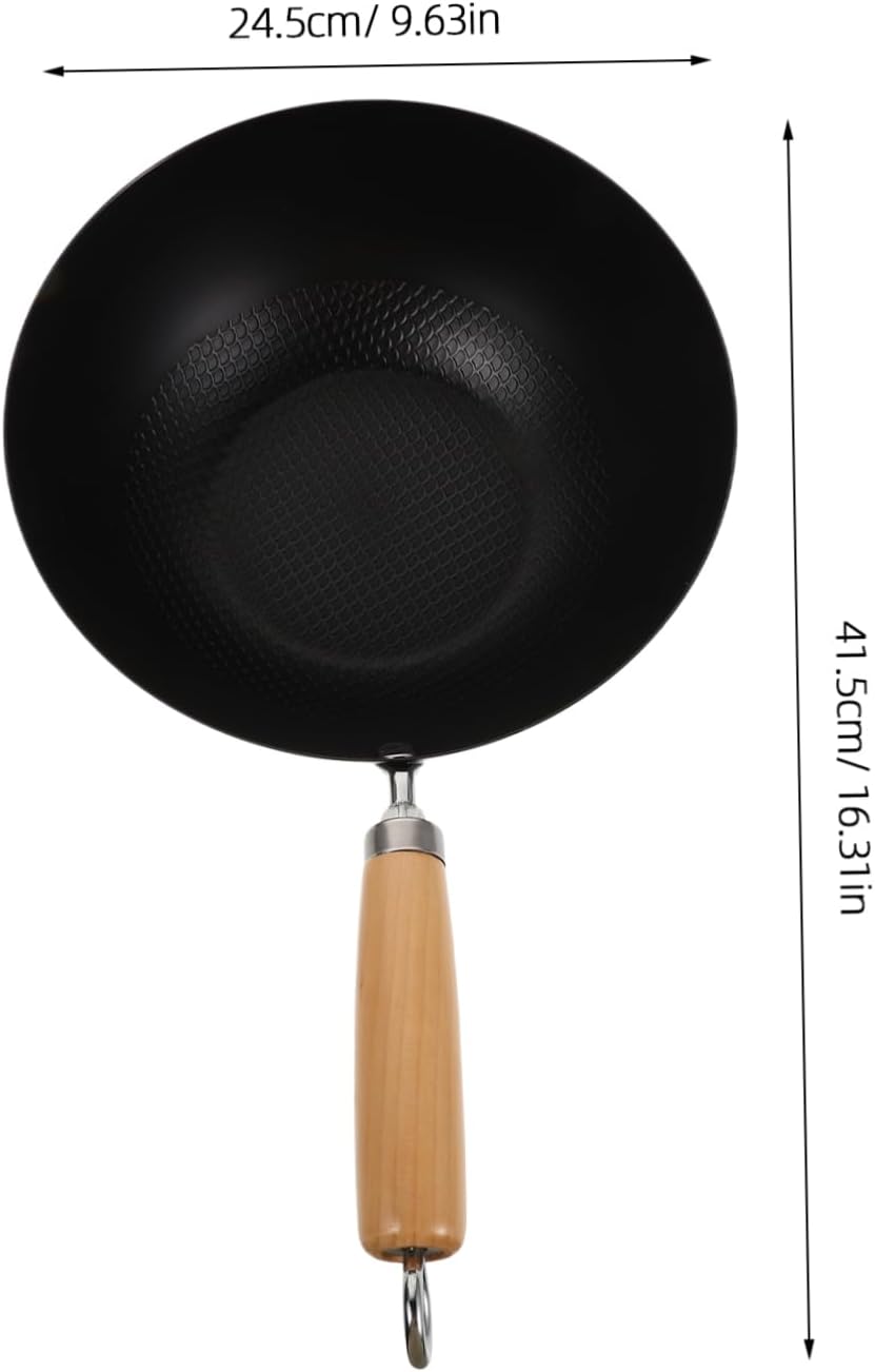 MAGICLULU Kleiner Schmiedeeiserner Wokpfanne 24cm ohne Beschichtung für Induktionsherd Hitzebeständi