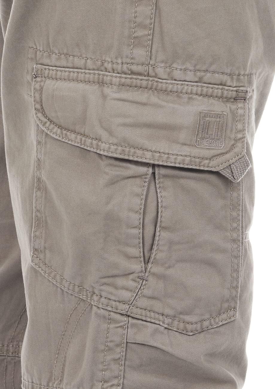 Timezone Herren Cargo Jeans Hose BenitoTZ Loose Fit Cargohose Stoffgürtel 100% Baumwolle Basic Tasch