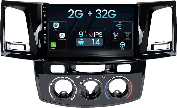 Android 12 Autoradio Für Toyota Fortuner/Hilux/Revo/Vigo 2007-2015 Eingebaut GPS+Carplay Unterstützt