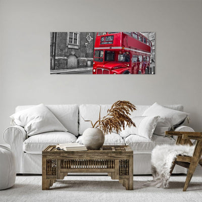 Panorama Bilder auf Leinwand 100x40cm Leinwandbild Bus Denkmal London Geschichte Gross Wanddeko Bild