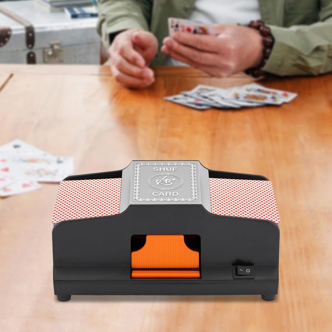 Profi Kartenmischer 2-Deck Mischen Poker elektrisches Kartenmischgerät Schwarzer,Zwei Lithium-Batter